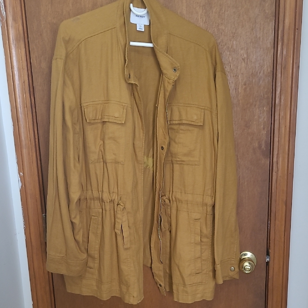 Old Navy Tan Utility Jacket Lightweight Cotton Blend
